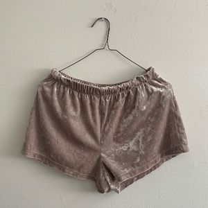 Pink velvet shorts